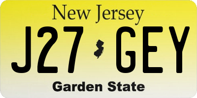 NJ license plate J27GEY