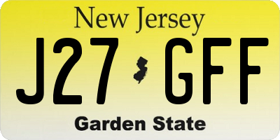 NJ license plate J27GFF