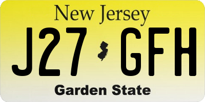 NJ license plate J27GFH