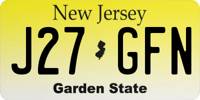 NJ license plate J27GFN