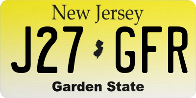 NJ license plate J27GFR