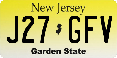NJ license plate J27GFV