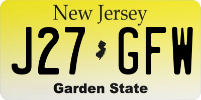 NJ license plate J27GFW