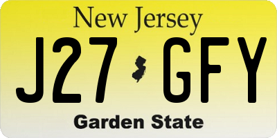 NJ license plate J27GFY