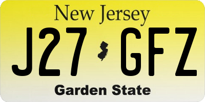NJ license plate J27GFZ