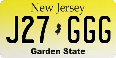 NJ license plate J27GGG