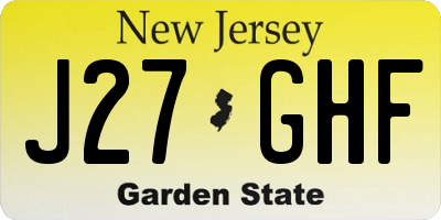 NJ license plate J27GHF