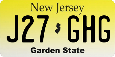 NJ license plate J27GHG