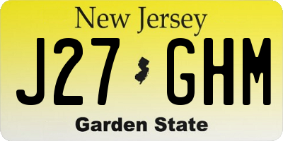 NJ license plate J27GHM