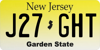 NJ license plate J27GHT
