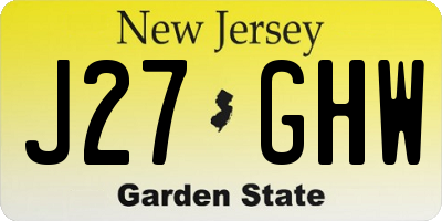 NJ license plate J27GHW