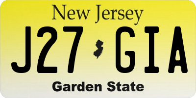 NJ license plate J27GIA