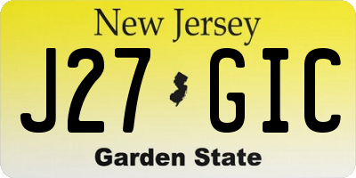 NJ license plate J27GIC