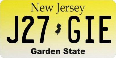 NJ license plate J27GIE