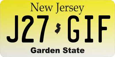 NJ license plate J27GIF