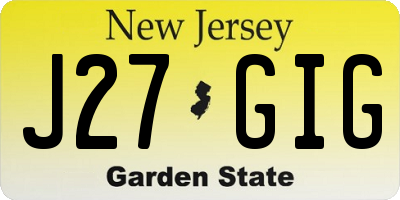 NJ license plate J27GIG
