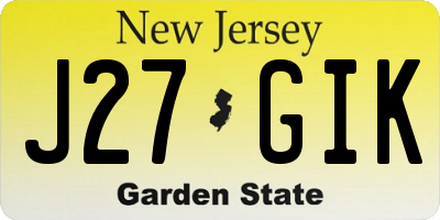 NJ license plate J27GIK