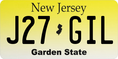 NJ license plate J27GIL