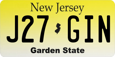NJ license plate J27GIN