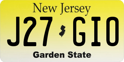 NJ license plate J27GIO