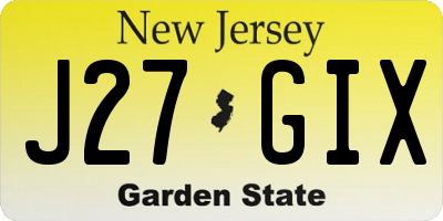 NJ license plate J27GIX