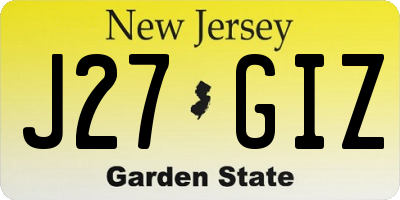 NJ license plate J27GIZ