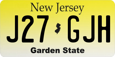 NJ license plate J27GJH