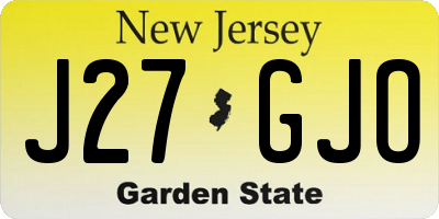 NJ license plate J27GJO
