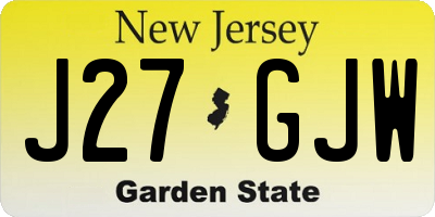 NJ license plate J27GJW