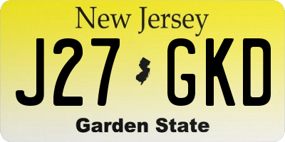 NJ license plate J27GKD