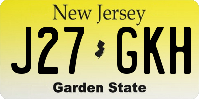 NJ license plate J27GKH