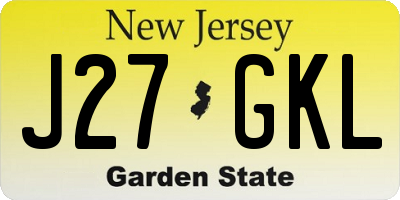 NJ license plate J27GKL