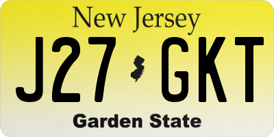 NJ license plate J27GKT