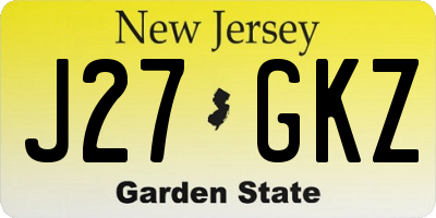 NJ license plate J27GKZ