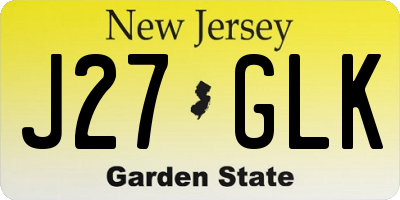 NJ license plate J27GLK