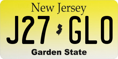 NJ license plate J27GLO