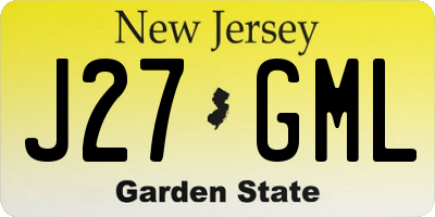 NJ license plate J27GML