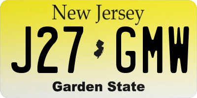 NJ license plate J27GMW