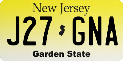 NJ license plate J27GNA