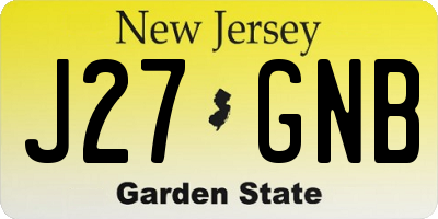 NJ license plate J27GNB