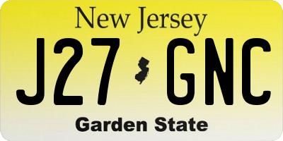 NJ license plate J27GNC