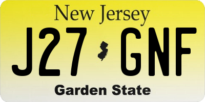 NJ license plate J27GNF