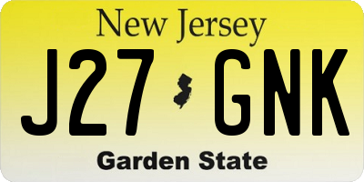 NJ license plate J27GNK