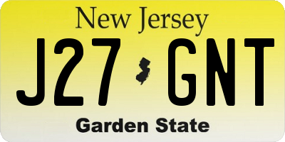 NJ license plate J27GNT