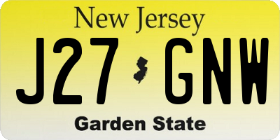 NJ license plate J27GNW