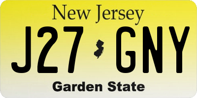 NJ license plate J27GNY