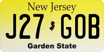 NJ license plate J27GOB
