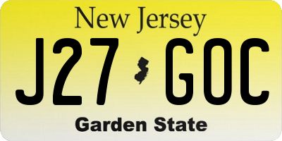 NJ license plate J27GOC