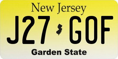 NJ license plate J27GOF