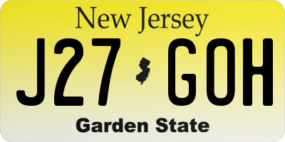 NJ license plate J27GOH